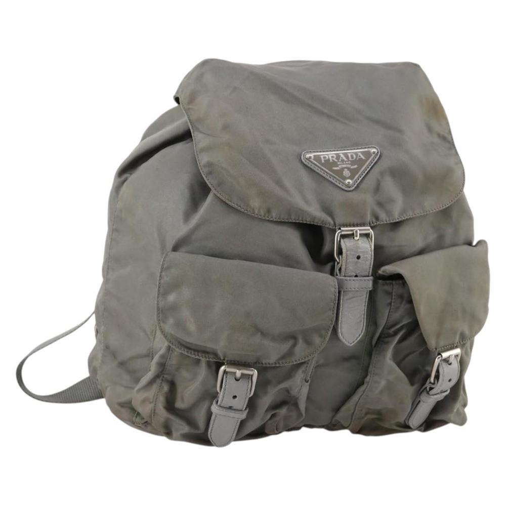 PRADA Backpack Nylon Green Silver Auth 141751 - Picture 1 of 16